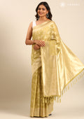 Pista Green Floral Woven Tussar Saree - Taashi
