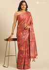 Dusty Pink Tussar Contemporary Printed Saree