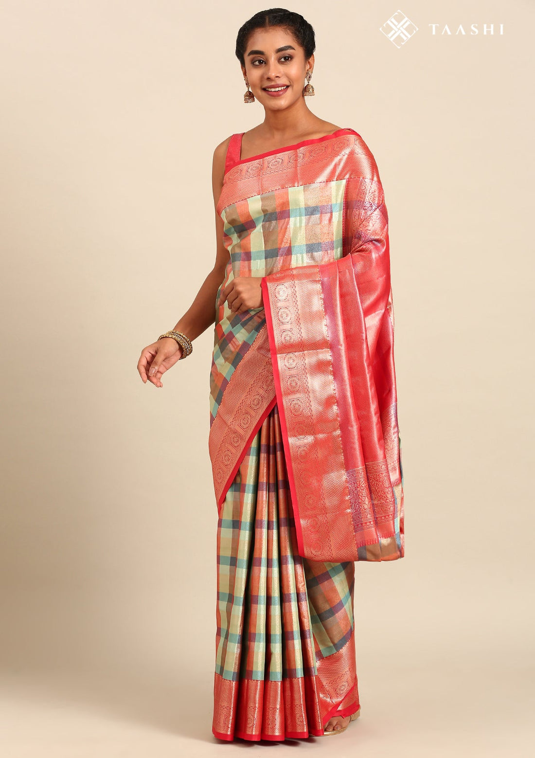 Multicolour Silk Kattam Tissue Kanjivaram Weave Saree