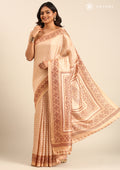 Pastel Brown Butti Printed Art Tussar Matka Silk Saree - Taashi