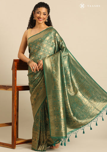 Emerald Green Banarasi Silk Weave Saree