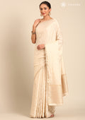 Cream Fancy Embroidery Tussar Saree - Taashi