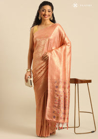 Pastel Blush Pink Banarasi Silk Weave Saree