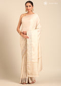 Cream Fancy Embroidery Tussar Saree - Taashi