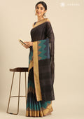 Multicolor Zigzag Printed Tussar Saree - Taashi