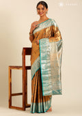 Dark Copper Jacquard Pattern Kanchipuram Saree - Taashi