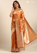 Rust Jaal Woven Tussar Saree - Taashi