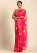 Magenta Placement Jacquard Woven Tussar Saree - Taashi