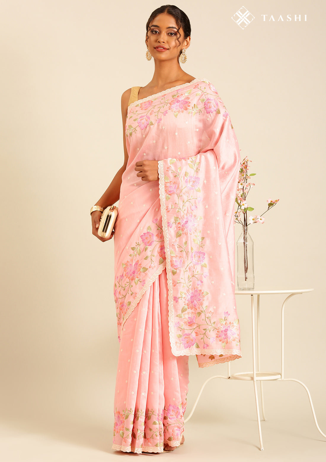 Pink Linen Charm Saree