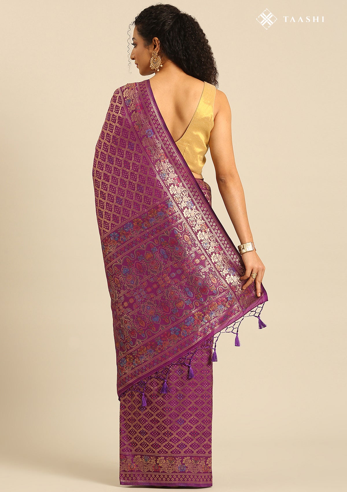 Purple Semi Banarasi Silk Saree