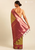 Olive Tissue Brocade Weaving Silk Saree - Taashi