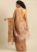 Copper Floral Woven Tussar Saree - Taashi