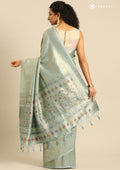 Dusty Blue Banarasi Saree - Taashi