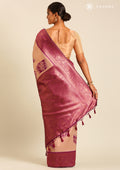 Rose Gold Tissue Brocade Weaving Silk Saree - Taashi