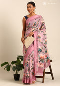 Dusty Pink Floral Printed Georgette Saree - Taashi