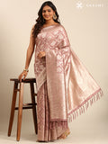 Mauve Jaal Woven Tussar Saree - Taashi