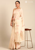 Cream Fancy Embroidery Tussar Saree - Taashi