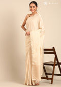 Cream Fancy Embroidery Tussar Saree - Taashi