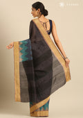 Multicolor Zigzag Printed Tussar Saree - Taashi