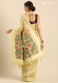 Pastel Green Woven Butta Linen Saree - Taashi