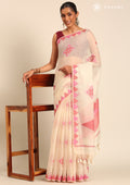 Beige Kasuti Pattern Woven Tussar saree - Taashi