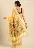 Pastel Peach Woven Butta Linen Saree - Taashi