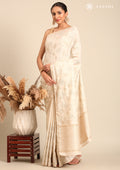 Cream Fancy Embroidery Tussar Saree - Taashi