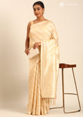 Pastel Beige Traditional Woven Tussar Saree - Taashi