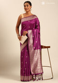 Purple Traditional Pattern Woven Tussar Saree - Taashi