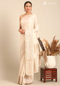 Cream Fancy Embroidery Tussar Saree - Taashi