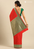 Red Allover Butta Weaving Silk Saree - Taashi