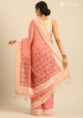 Pink Woven Butta Linen Saree - Taashi