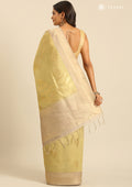Pastel Green Leaf Woven Tussar Saree - Taashi