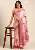 Dusty Pink Butti Printed Art Tussar Matka Silk Saree - Taashi