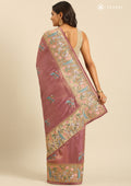 Mauve Nature InspiRed Embroiderd Tissue Saree - Taashi