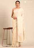 Cream Fancy Embroidery Tussar Saree - Taashi