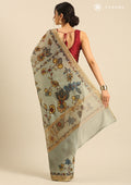 Sage Green Kalamkari Tussar Saree - Taashi