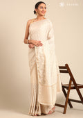 Cream Fancy Embroidery Tussar Saree - Taashi