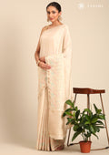 Cream Fancy Embroidery Tussar Saree - Taashi