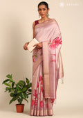 Mauve Floral Printed Tussar Saree - Taashi