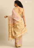 Pastel Brown Floral Woven Tussar Saree - Taashi