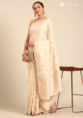 Cream Fancy Embroidery Tussar Saree - Taashi