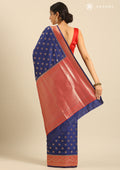 Navy Blue Allover Butta Weaving Silk Saree - Taashi