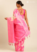 Rose Gold Tissue Brocade Weaving Silk Saree - Taashi