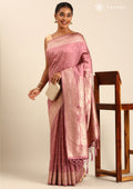 Mauve Traditional Pattern Woven Tussar Saree - Taashi