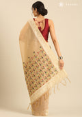 Beige Woven Butta Linen Saree - Taashi