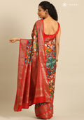 Multicolor Traditional Printed Silk Saree - Taashi
