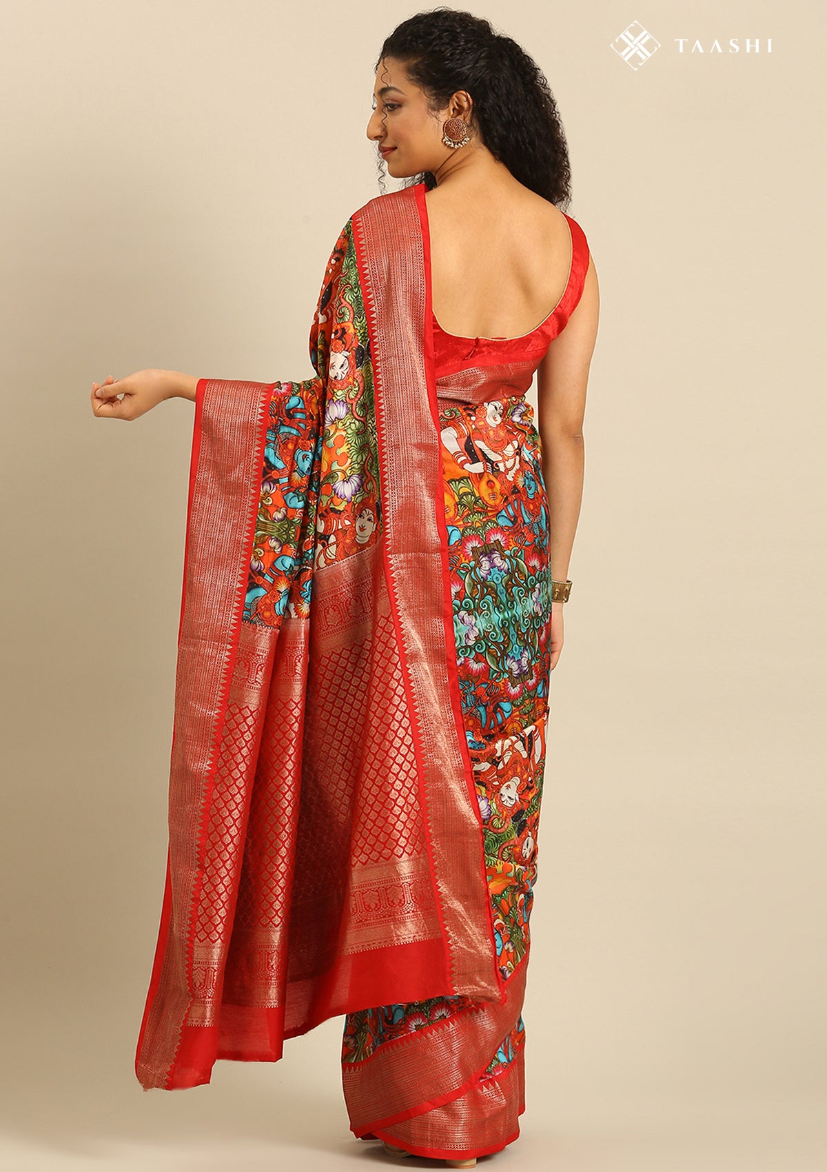 Multicolor Traditional Printed Silk Saree - Taashi