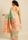 Pista Green Floral Woven Tussar Saree - Taashi