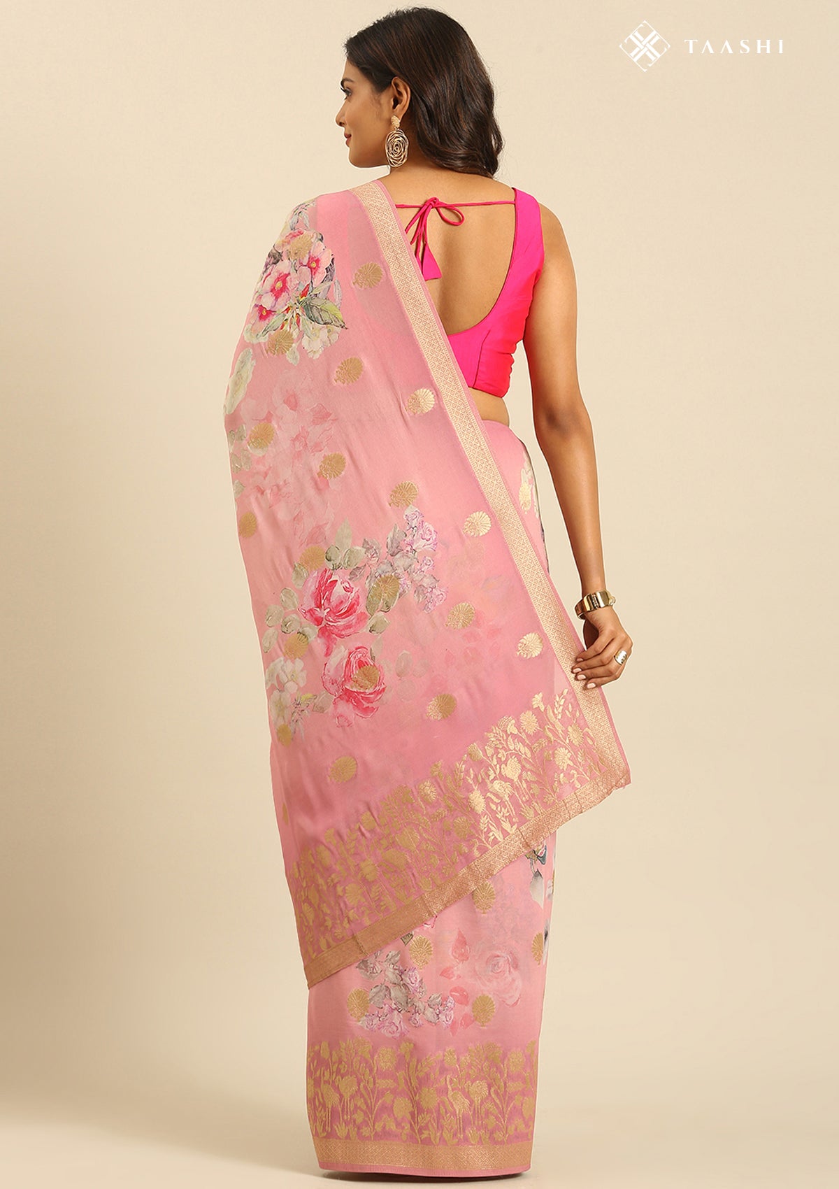 Pink Georgette Saree